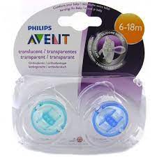 avent soother TRANSPARENT SOOTHER 6-18M blue .green