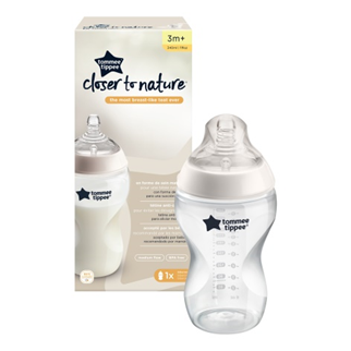 6xTommee Tippee Closer to Nature Single Feeding Bottle 340ml Clear 3m+