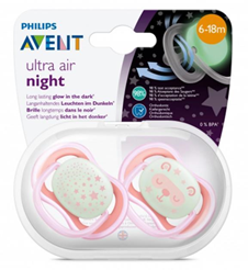 avent soother air night girls 6-18 scf376/22