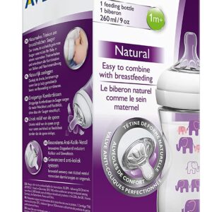 3x avent phiplis single bottle 260 ml PP Natural Elephant Purple