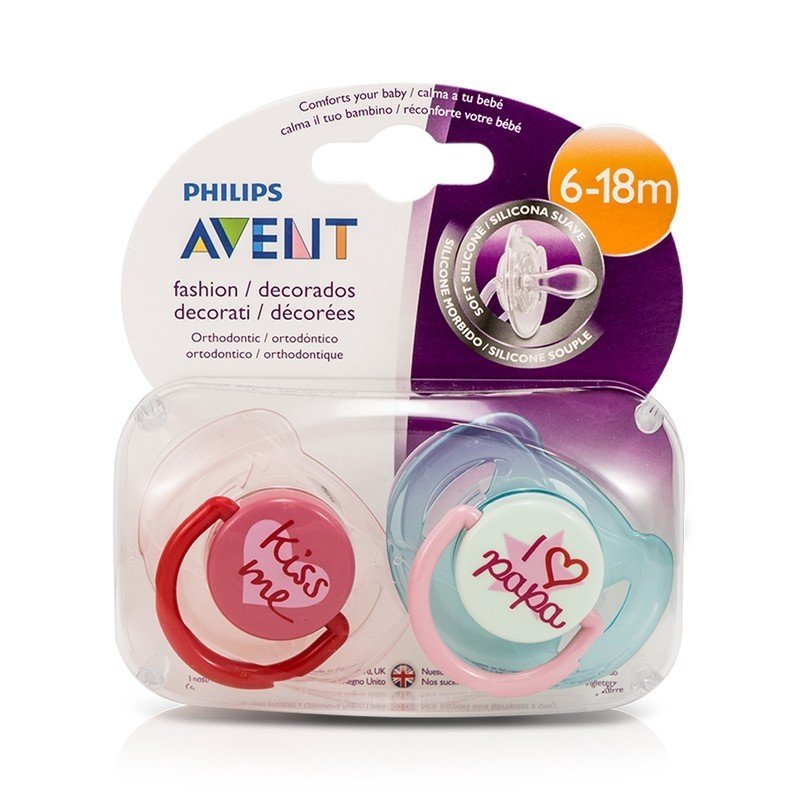 philips avent soother scf/17272 avent soother pink .blue grils i love papa /kiss me