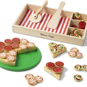 Melissa & Doug Wooden Pizza | Wooden Toys | Pretend Play | Play Food for Kids | 3+ | Gift for Boy or Girl