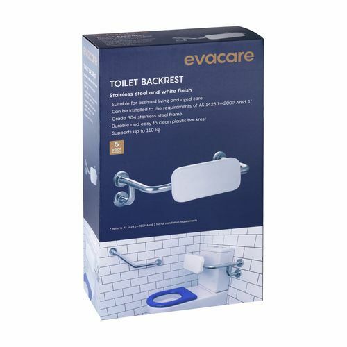 evekare White And Stainless Steel Toilet Backrest