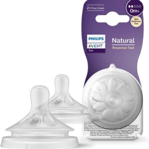 Philips Avent Natural Response Bottle Teat - 2 x Baby Bottle Flow 2 Teats for Newborn Babies, 0+ Months, BPA Free