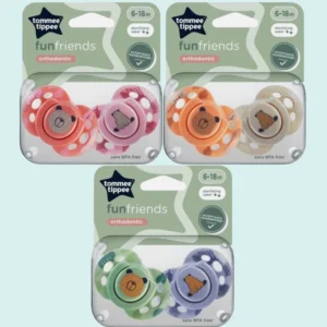 6x tommee tippee fun soother 2pack 6-18 assorted